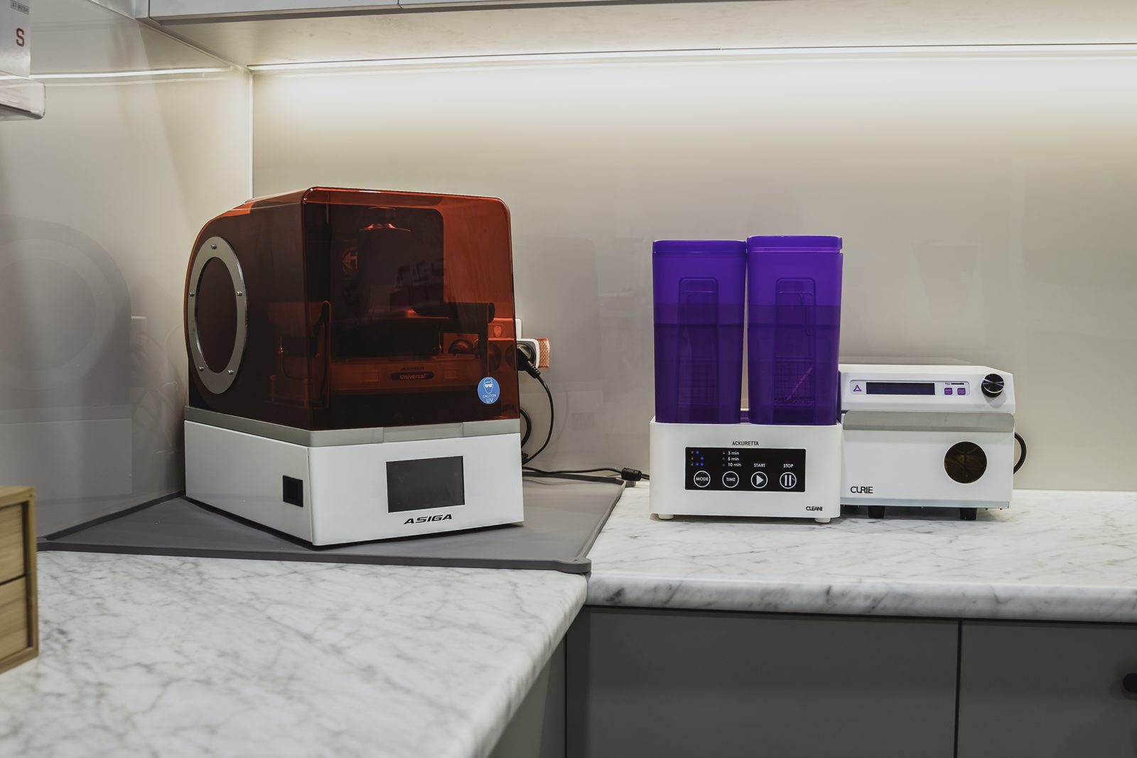 3D printer, wash and cure units